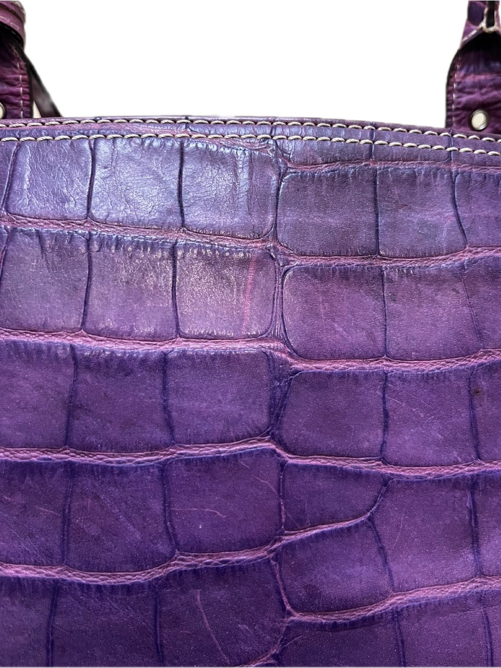 Dooney & Bourke Vintage Purple Nile Collection Crocodile Embossed Satchel - Picture 8 of 13